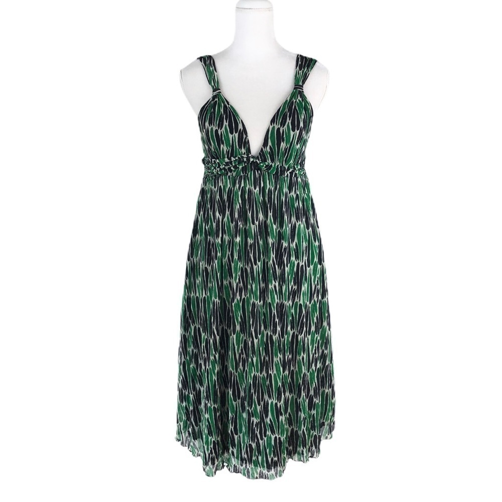 Diane Von Furstenberg silk maternity Pea Pod dress green black small